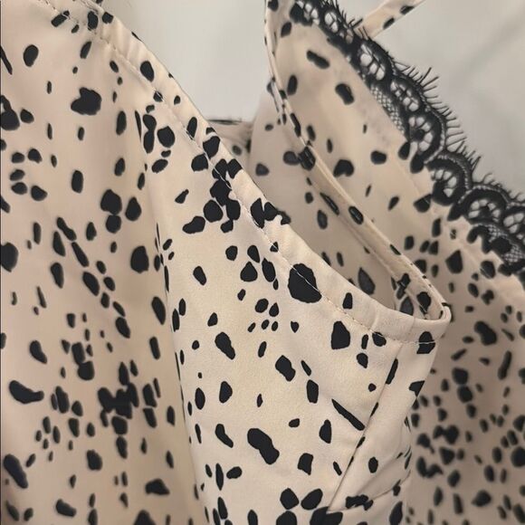 A New Day Black and White Spotted Women's Cami with Lace Trim - Picture 5 of 6